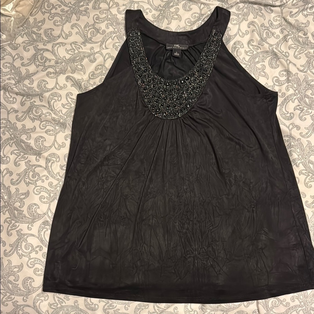 Iz Byer Gray Embellished Relaxed Tank Top